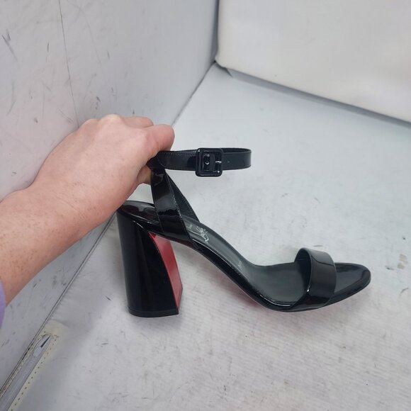CHRISTIAN LOUBOUTIN Miss Sabina Black Ankle Strap Block Heel Sandal - Picture 3 of 12